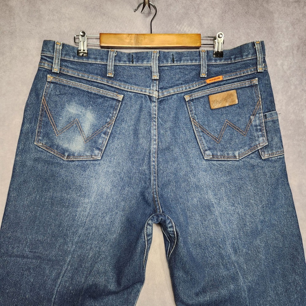 Wrangler FR Flame Resistant Relaxed Fit 38x34 Blue Denim‎ Work Pants Gusset